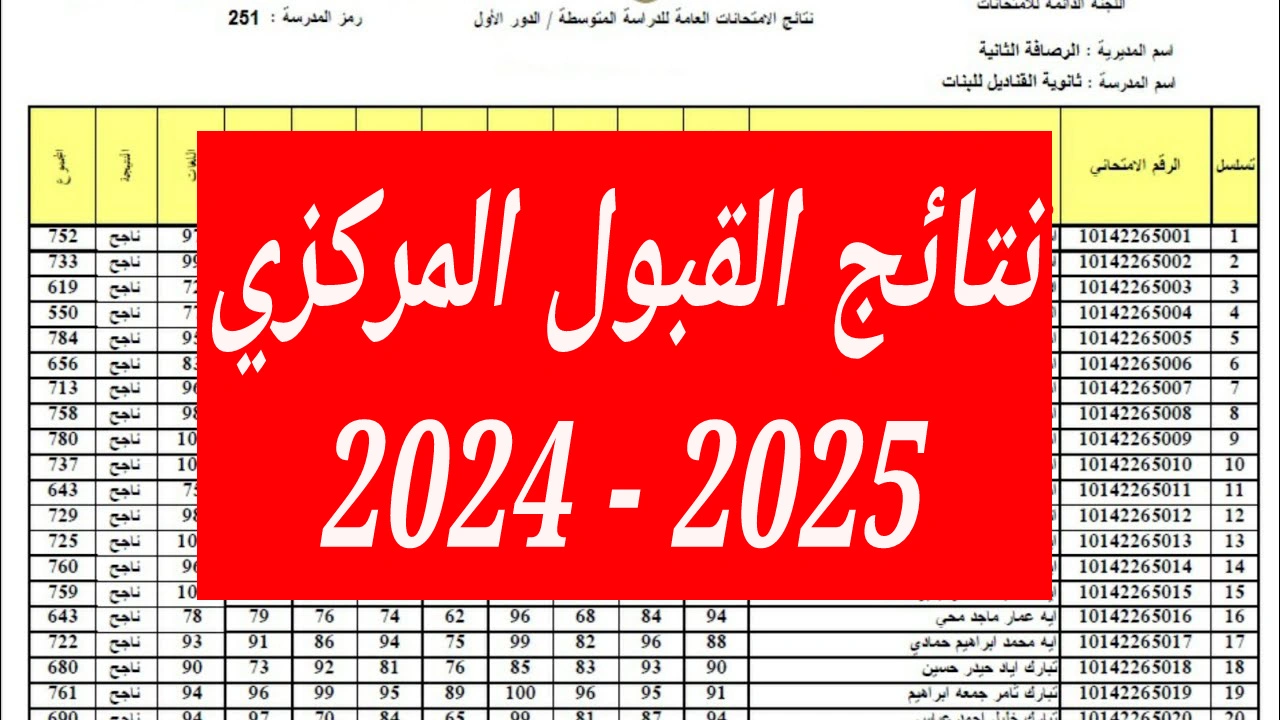 نتائج القبول المركزي
