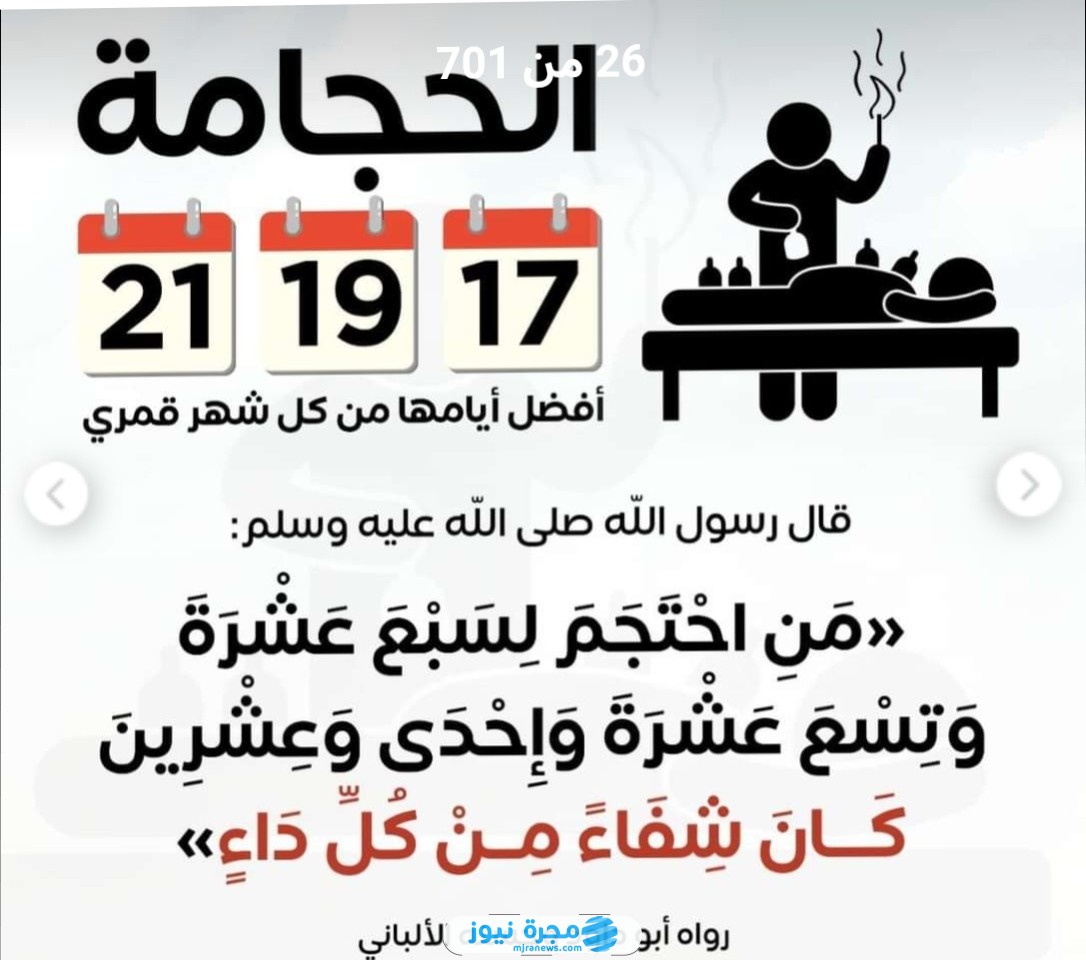 أفضل أيام الحجامة لشهر يناير